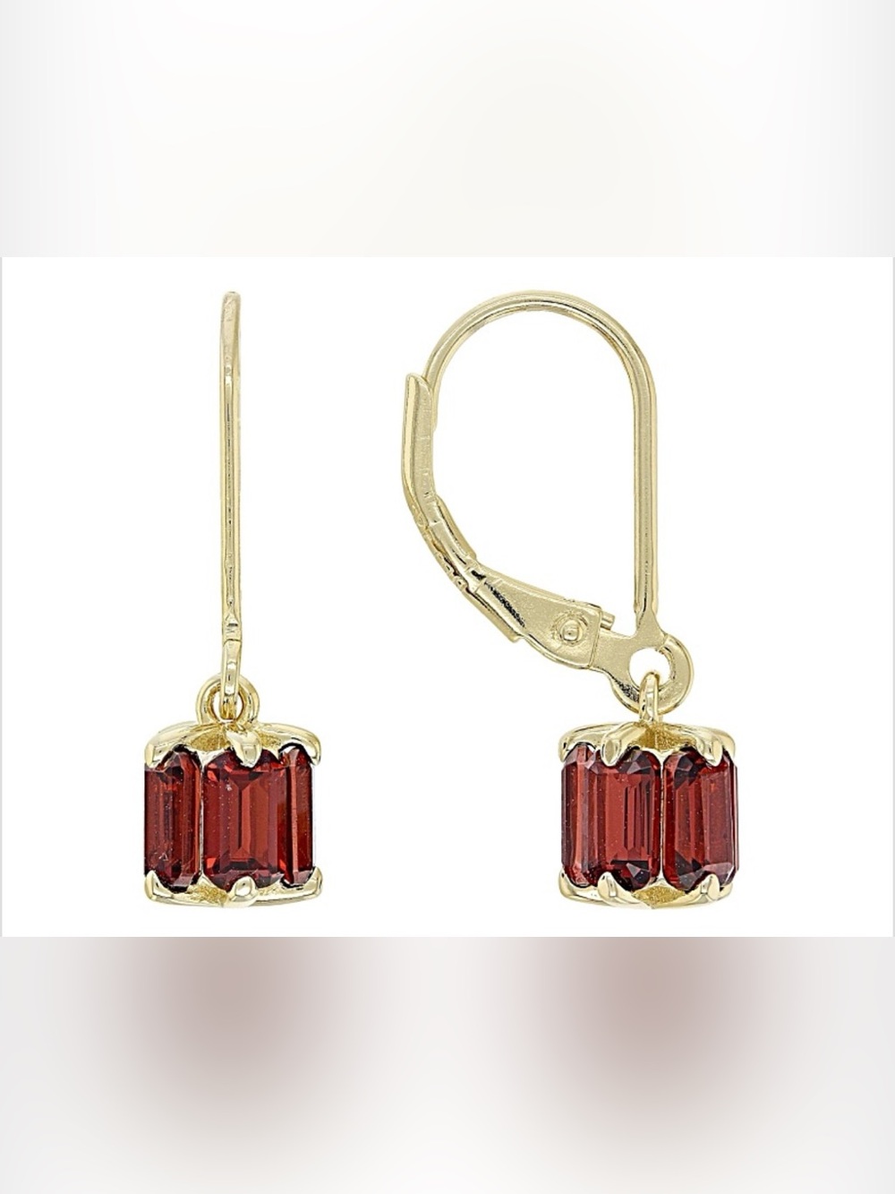 Red Garnet 18k Yellow Gold Over Sterling Silver Earrings 3.40ctw